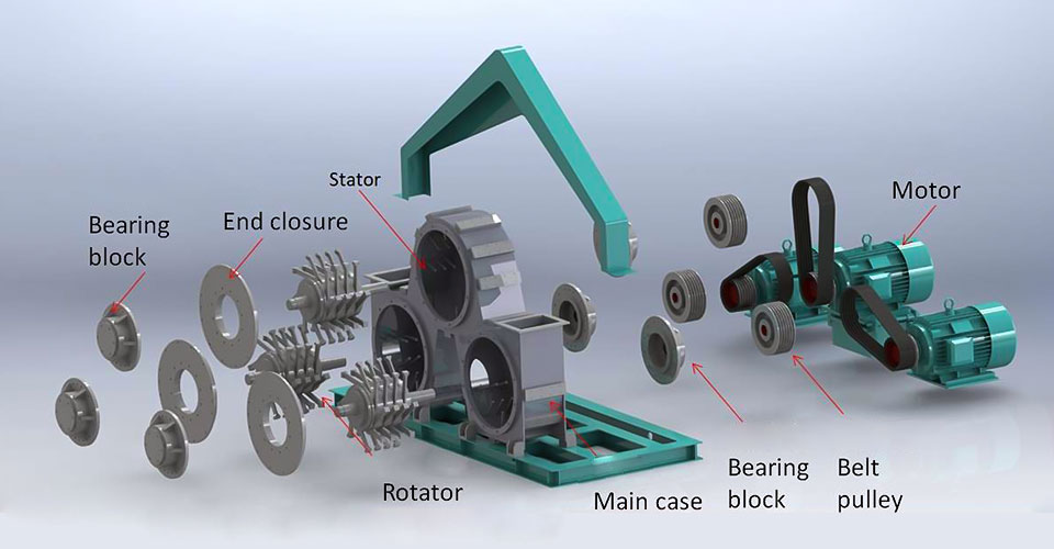 components of three-roller coating machine