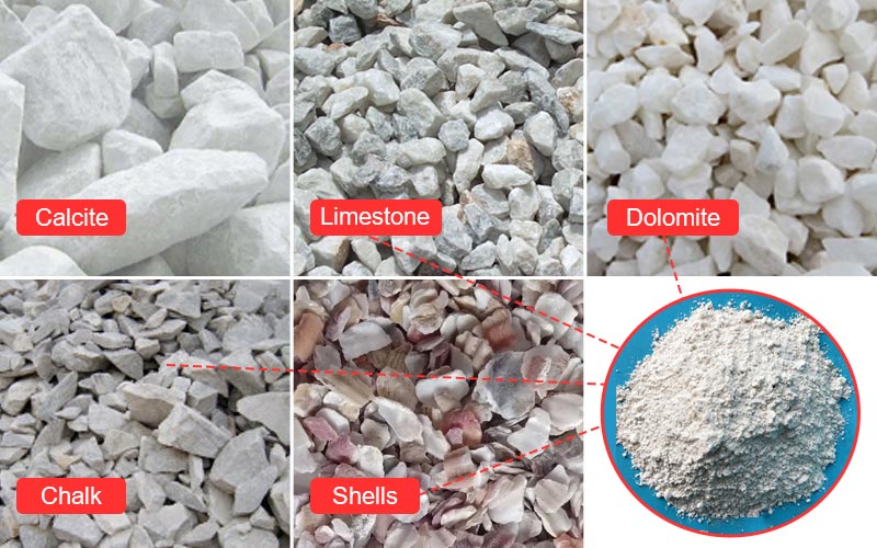 Raw materials of heavy calcium carbonate
