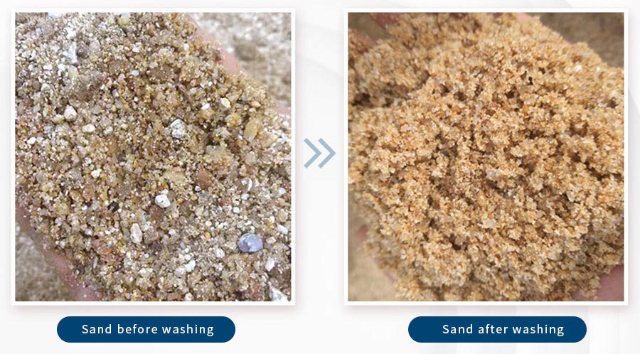 sand before and after washing