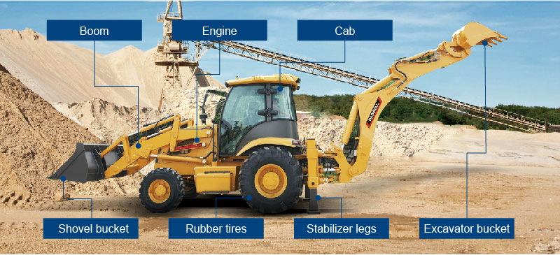 components and structure of backhoe loader