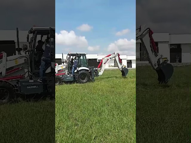 Daswell backhoe loader works for landscaping in Indonesia