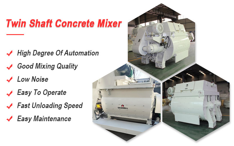 Twin shafts concrete mixer advantages