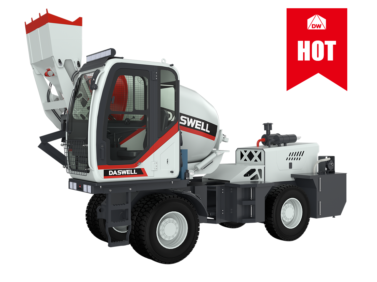 self loading concrete mixer hot