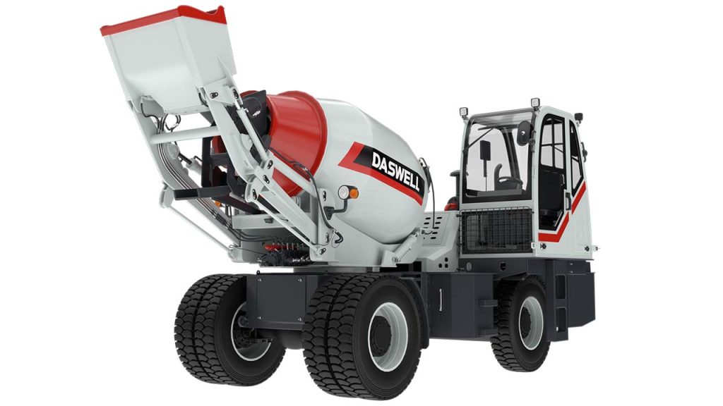 Self-loading concrete mixer rear cab