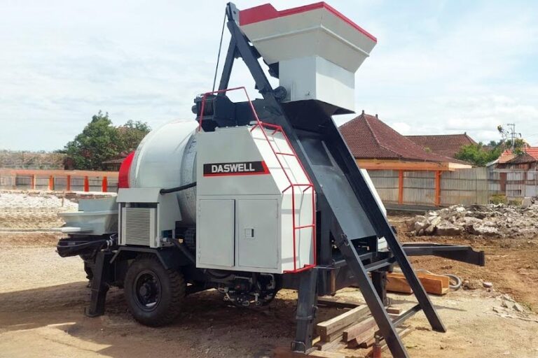 Dmp50 concrete mixer pump in indonesia project, 2024 3 Concrete mixer pump is being efficiently constructed in Indonesia
