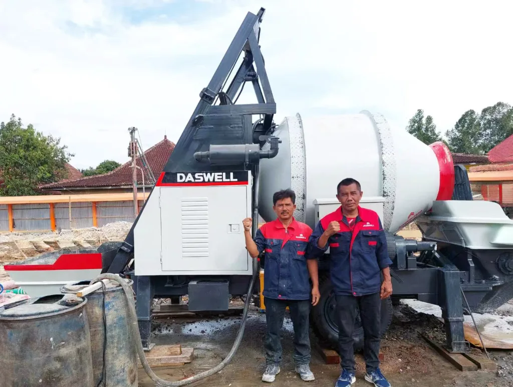 Daswell concrete mixer pump for road and building construction in attambua, indonesia 1 concrete mixer pump case