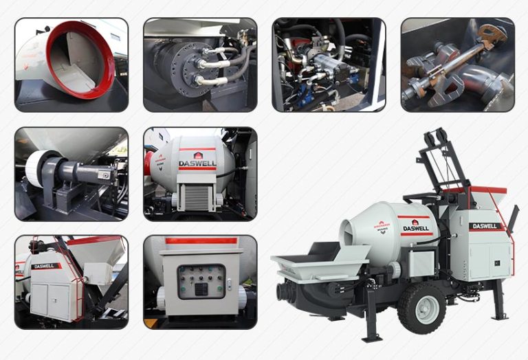 DASWELL concrete mixer pump for Road and Building Construction in Attambua, Indonesia 2 main parts details of concrete mixer pump