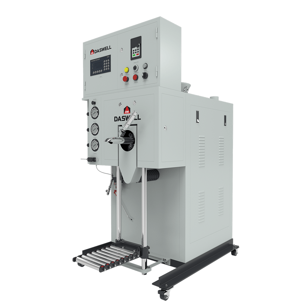 Side view of industrial powder packaging machine side view of industrial powder packaging machine