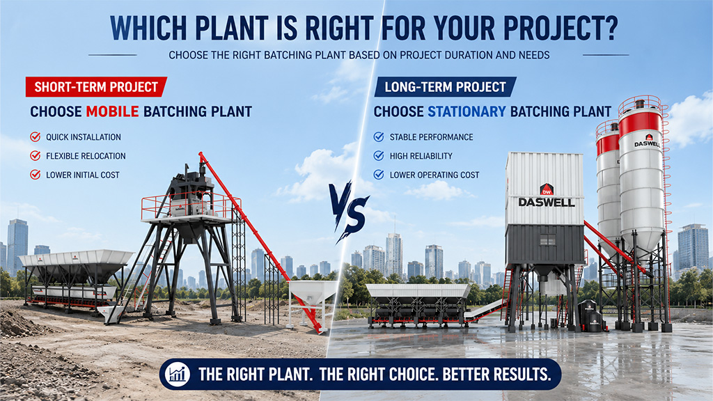 Mobile concrete batching plant vs stationary concrete batching plant: 7 questions before you choose 2 What kind of project will this concrete batching plant serve