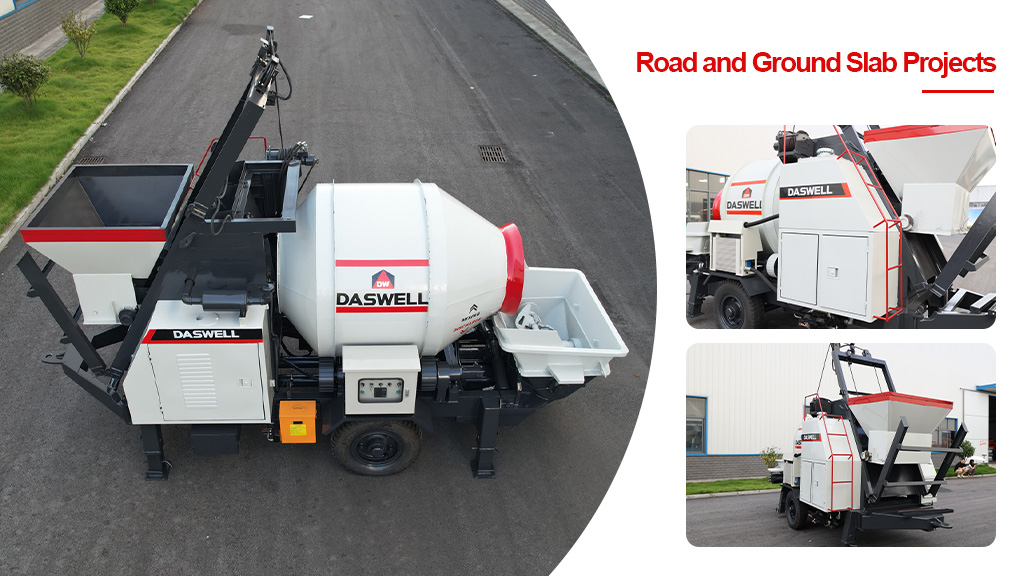 Concrete mixer pump application in road and flooring construction Concrete Mixer Pump Application in Road and Flooring Construction