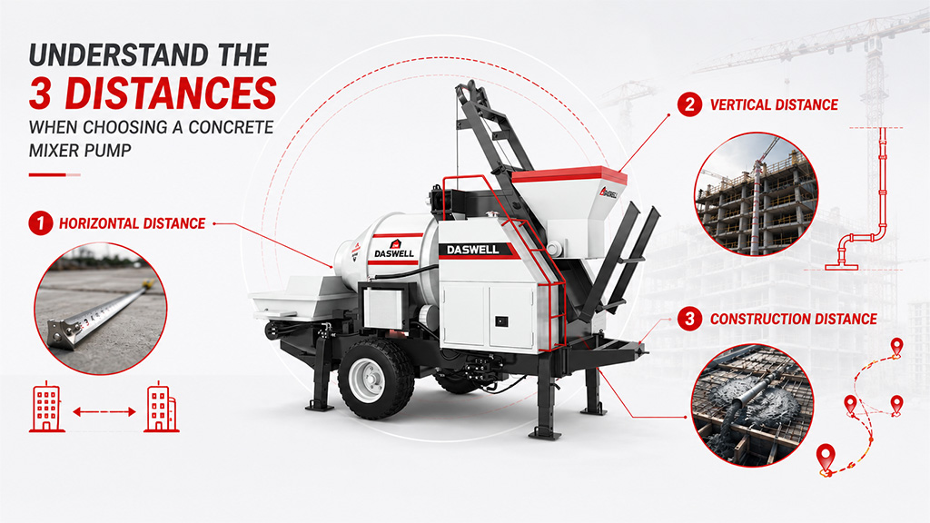 Three types of concrete mixer pump pumping distance Three Types of Concrete Mixer Pump Pumping Distance