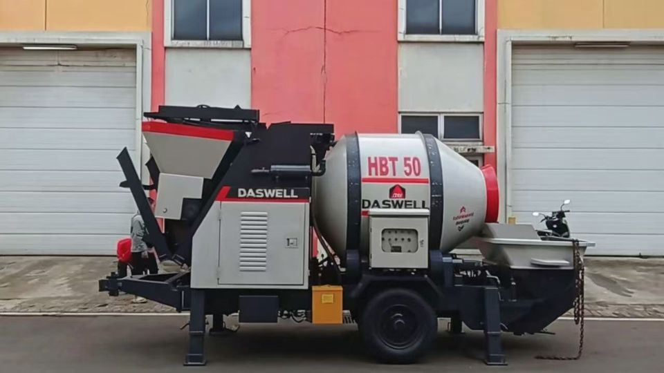 Daswell dmp50 concrete mixer pump used at a construction site in indonesia, 2025 1 concrete mixer pump used in Indonesia