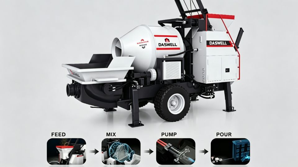 Working process of concrete mixer pump working process of concrete mixer pump