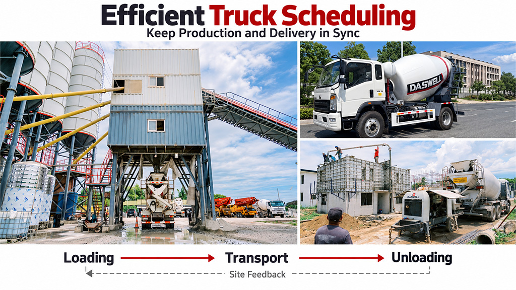 6 practical ways to improve concrete batching plant efficiency 3 Efficient Truck Scheduling