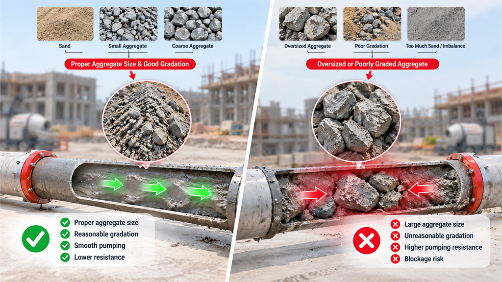 How does the concrete mix and aggregates affect the concrete mixing and pumping How does the concrete mix and aggregates affect the concrete mixing and pumping