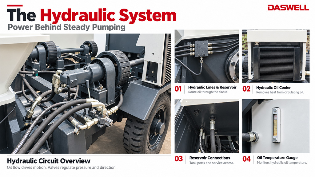 Hydraulic system of concrete mixer pump Hydraulic system of concrete mixer pump