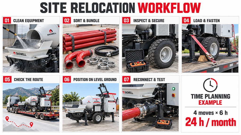 Concrete mixer pump relocation steps concrete mixer pump relocation steps