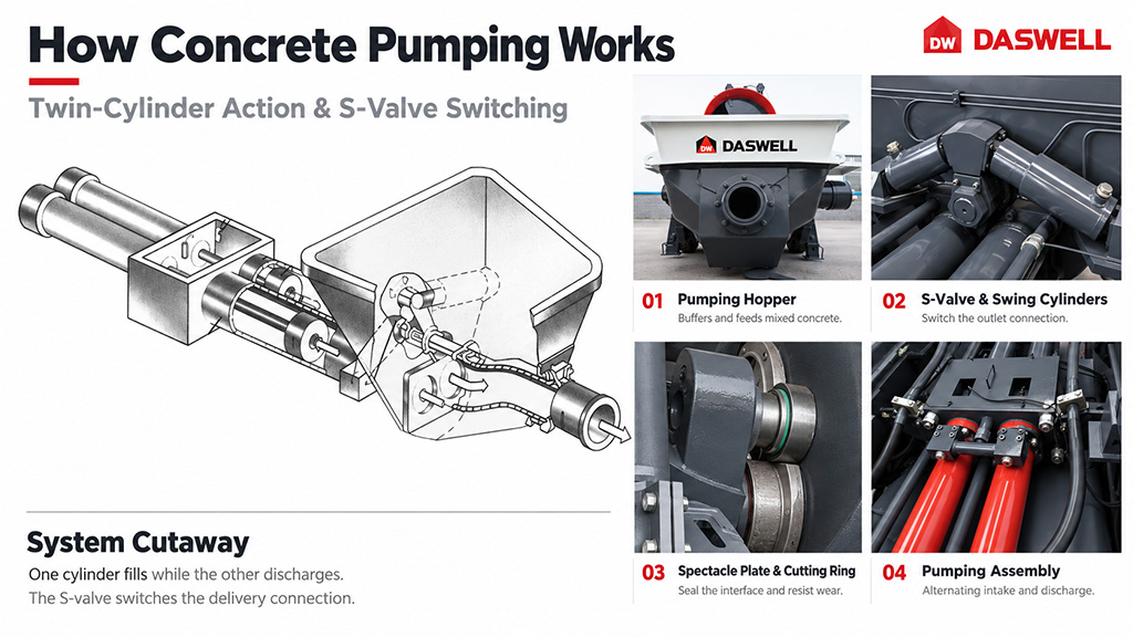 Pumping system of concrete mixer pump Pumping system of concrete mixer pump